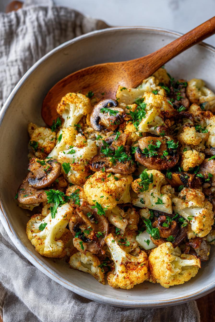 blumenkohl champignons pfanne mit knoblauch rezept geniesen