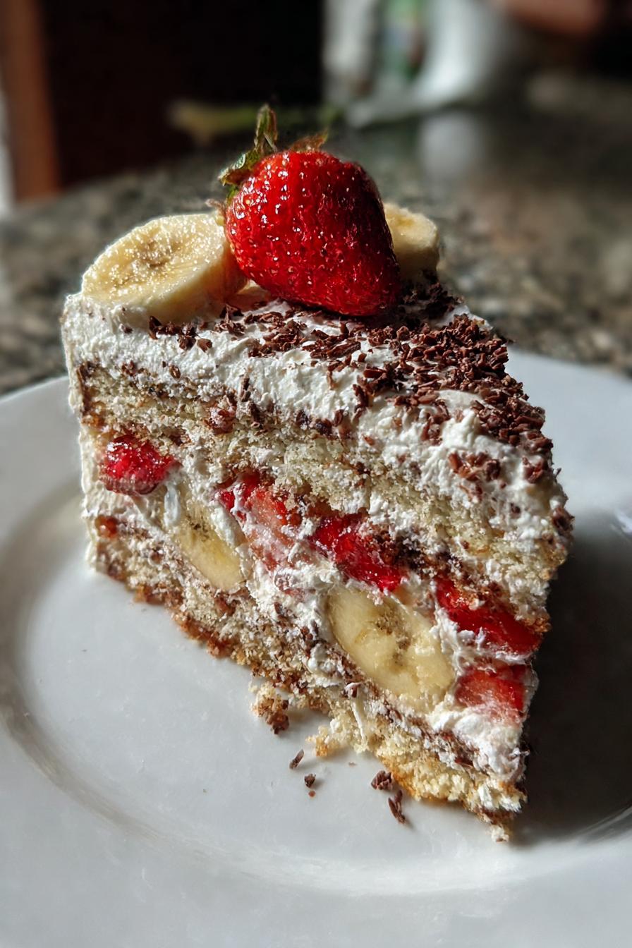 erdbeer stracciatella bananen torte rezept einfach nachbacken