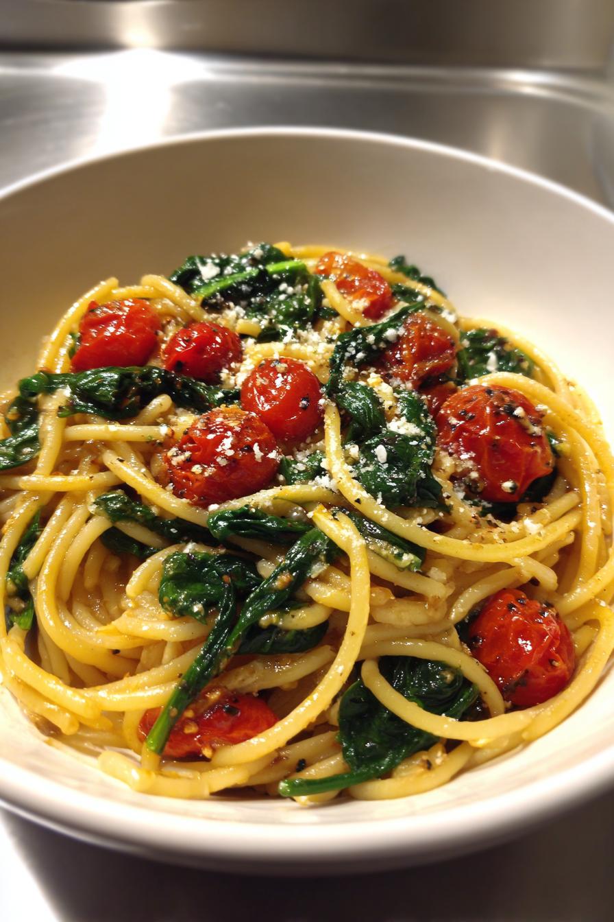 spinat tomaten pasta aus dem ein topf ist einfach lecker